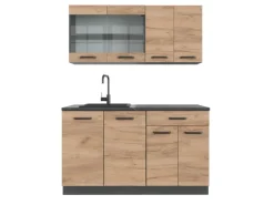 Vicco R-Line SingleKüche Goldkraft Eiche/Anthrazit 140 cm AP Anthrazit ohne E-Geräte