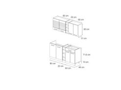 Vicco R-Line Singleküche Goldkraft Eiche/Weiß 160 cm ohne Arbeitsplatte ohne E-Geräte