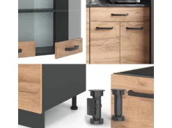 Vicco R-Line SingleKüche Goldkraft Eiche/Anthrazit 140 cm AP Eiche Opt 2 ohne E-Geräte