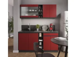Vicco R-Line Singleküche Rot/Anthrazit 160 cm AP Eiche ohne E-Geräte