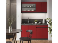 Vicco R-Line Singleküche Rot/Anthrazit 140 cm AP Marmor ohne E-Geräte