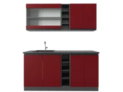 Vicco R-Line Singleküche Rot/Anthrazit 160 cm J-Shape ohne E-Geräte