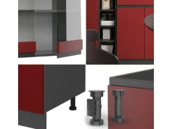 Vicco R-Line Singleküche Rot/Anthrazit 160 cm AP Marmor ohne E-Geräte