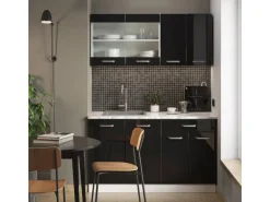 Vicco R-Line Singleküche Schwarz Hochglanz/Weiß 140 cm AP Anthrazit ohne E-Geräte