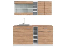 Vicco R-Line Singleküche Sonoma/Weiß 160 cm AP Eiche ohne E-Geräte