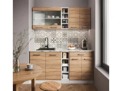 Vicco R-Line Singleküche Sonoma/Weiß 160 cm ohne Arbeitsplatte ohne E-Geräte