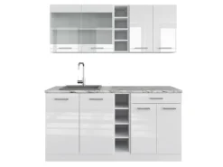 Vicco R-Line Singleküche Weiß Hochglanz/Weiß 160 cm ohne Arbeitsplatte ohne E-Geräte