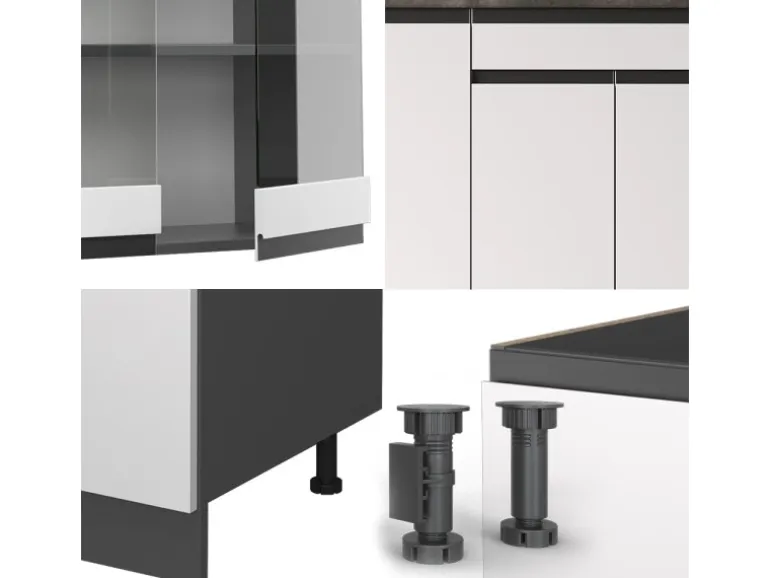 Vicco R-Line Singleküche Weiß/Anthrazit 140 cm AP Anthrazit ohne E-Geräte