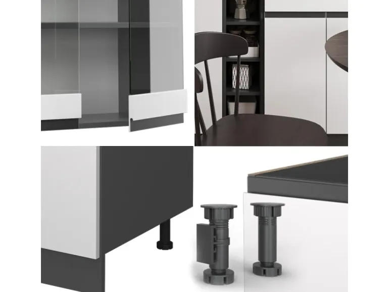 Vicco R-Line Singleküche Weiß/Anthrazit 160 cm AP Anthrazit ohne E-Geräte