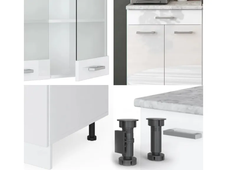Vicco R-Line Singleküche Weiß Hochglanz/Weiß 140 cm AP Anthrazit ohne E-Geräte