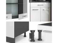 Vicco R-Line Singleküche Weiß Hochglanz/Anthrazit 140 cm AP Eiche ohne E-Geräte
