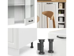 Vicco R-Line Singleküche Weiß Landhaus/Weiß 160 cm AP Anthrazit ohne E-Geräte