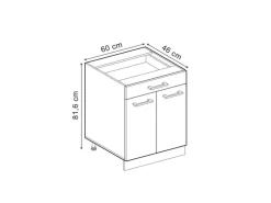 Vicco Schubladenschrank R-Line Schwarz Beton 60 cm mit Schublade ohne Arbeitsplatte