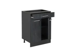 Vicco Schubladenschrank R-Line Schwarz Beton 60 cm mit Schublade ohne Arbeitsplatte