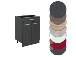 Vicco Schubladenschrank R-Line Schwarz Beton 60 cm mit Schublade ohne Arbeitsplatte