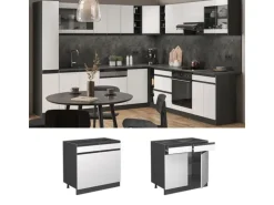 Vicco Schubladenunterschrank R-Line Schubladenschrank für die Küche Weiß 80 cm AP Marmor