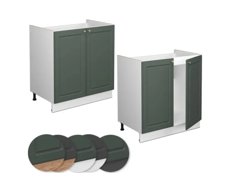 Vicco Spülenunterschrank Fame-Line Grün-Gold Landhaus/Weiß 80 cm ohne Arbeitsplatte