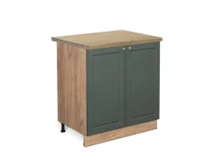 Vicco Spülenunterschrank Fame-Line Grün-Gold Landhaus/Goldkraft Eiche 80 cm AP Eiche