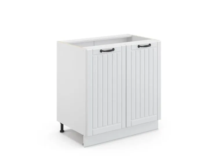 Vicco Spülenunterschrank Fame-Line Weiß Landhaus/Weiß 80 cm mit Regal ohne Arbeitsplatte