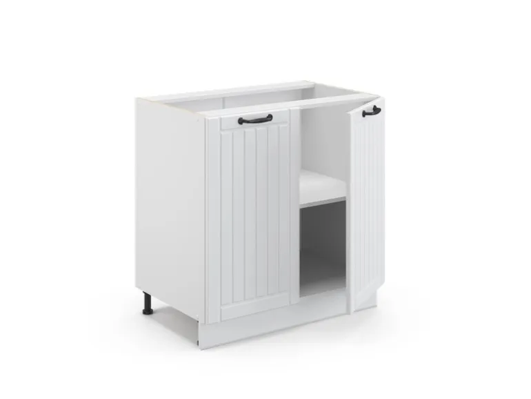 Vicco Spülenunterschrank Fame-Line Weiß Landhaus/Weiß 80 cm mit Regal ohne Arbeitsplatte