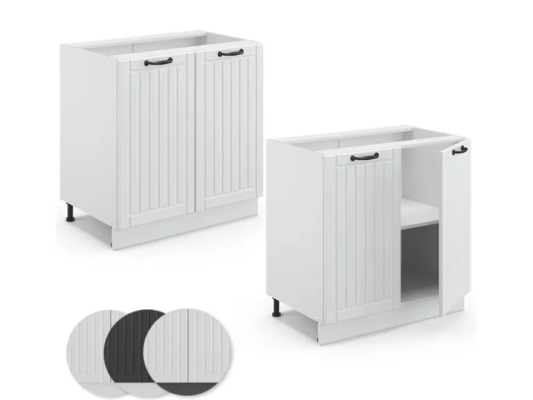 Vicco Spülenunterschrank Fame-Line Weiß Landhaus/Weiß 80 cm mit Regal ohne Arbeitsplatte