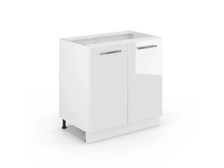 Vicco Spülenunterschrank Fame-Line Weiß Hochglanz/Weiß 80 cm mit Regal ohne Arbeitsplatte