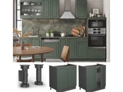 Vicco Spülenunterschrank Fame-Line Grün-Gold Landhaus/Anthrazit 80 cm AP Anthrazit