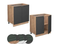 Vicco Spülenunterschrank Fame-Line Anthrazit-Gold/Goldkraft Eiche 80 cm mit Regal AP Anthrazit