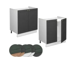 Vicco Spülenunterschrank Fame-Line Anthrazit-Gold/Weiß 80 cm ohne Arbeitsplatte