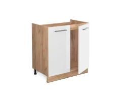 Vicco Spülenunterschrank Fame-Line Weiß Hochglanz/Goldkraft Eiche 80 cm ohne Arbeitsplatte