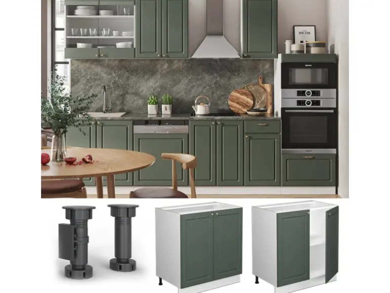 Vicco Spülenunterschrank Fame-Line Grün-Gold Landhaus/Weiß 80 cm mit Regal ohne Arbeitsplatte