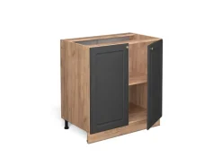 Vicco Spülenunterschrank Fame-Line Anthrazit-Gold/Goldkraft Eiche 80 cm mit Regal AP Eiche