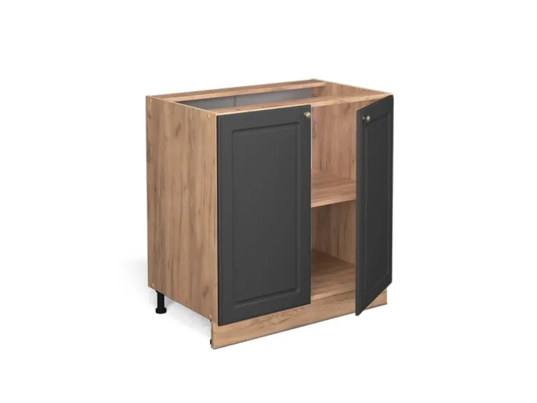 Vicco Spülenunterschrank Fame-Line Anthrazit-Gold/Goldkraft Eiche 80 cm mit Regal AP Eiche