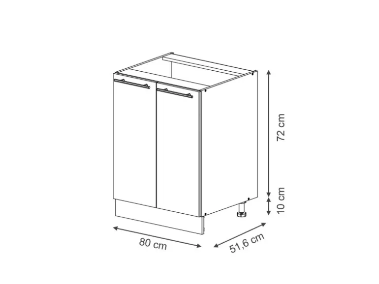 Vicco Spülenunterschrank Fame-Line Dunkelblau Hochglanz/Weiß 80 cm mit Regal AP Anthrazit