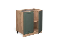 Vicco Spülenunterschrank Fame-Line Grün-Gold Landhaus/Goldkraft Eiche 80 cm mit Regal AP Eiche