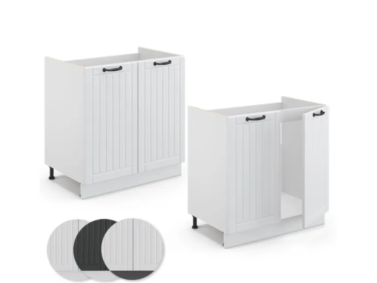 Vicco Spülenunterschrank Fame-Line Weiß Landhaus/Weiß 80 cm ohne Arbeitsplatte