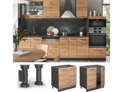 Vicco Spülenunterschrank Fame-Line Goldkraft Eiche/Anthrazit 80 cm mit Regal ohne Arbeitsplatte