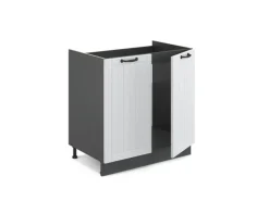 Vicco Spülenunterschrank Fame-Line Weiß Landhaus/Anthrazit 80 cm ohne Arbeitsplatte