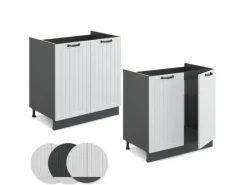 Vicco Spülenunterschrank Fame-Line Weiß Landhaus/Anthrazit 80 cm ohne Arbeitsplatte