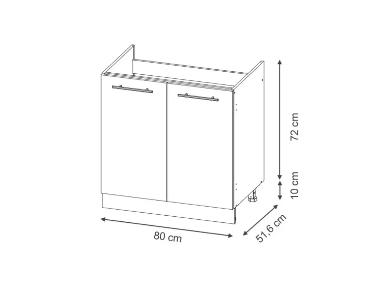 Vicco Spülenunterschrank Fame-Line Schwarz Gestreift 80 cm ohne Arbeitsplatte