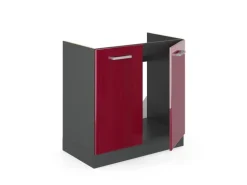 Vicco Spülenunterschrank R-Line Bordeaux Hochglanz/Anthrazit 80 cm ohne Arbeitsplatte