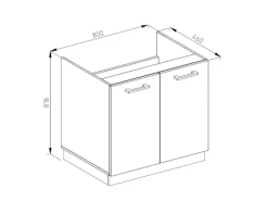 Vicco Spülenunterschrank R-Line Küchenunterschrank für die Spüle Grau/Weiß 80 cm AP Eiche