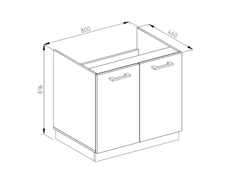 Vicco Spülenunterschrank R-Line Bordeaux Hochglanz/Goldkraft Eiche 80 cm AP Eiche