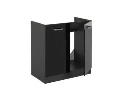 Vicco Spülenunterschrank R-Line Schwarz Hochglanz/Anthrazit 80 cm ohne Arbeitsplatte