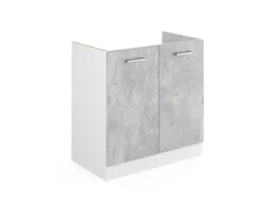 Vicco Spülenunterschrank R-Line Küchenunterschrank für die Spüle Beton/Weiß 80 cm ohne Arbeitsplatte