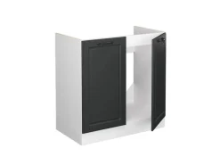 Vicco Spülenunterschrank R-Line Anthrazit Landhaus/Weiß 80 cm AP Eiche