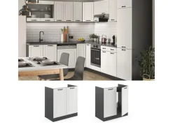 Vicco Spülenunterschrank R-Line Weiß Landhaus/Anthrazit 80 cm ohne Arbeitsplatte