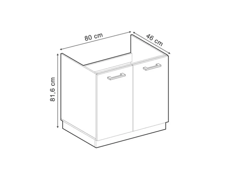 Vicco Spülenunterschrank R-Line Blau-Grau/Anthrazit 80 cm ohne Arbeitsplatte