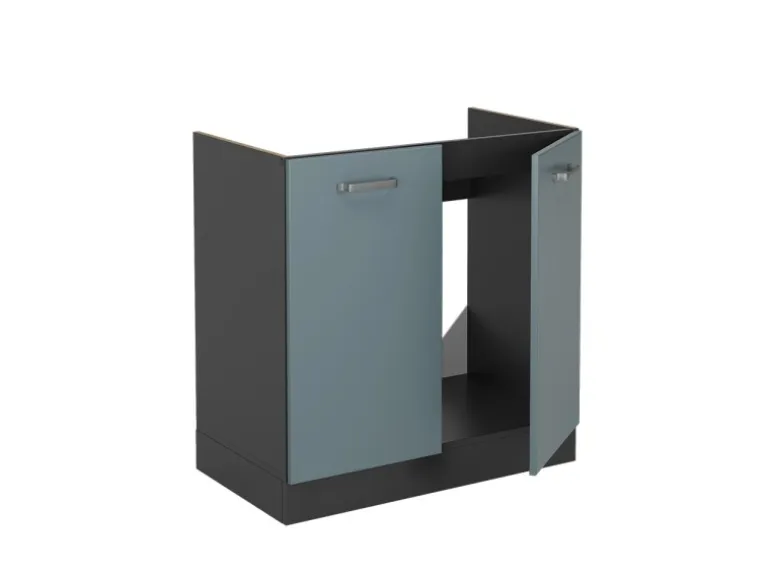 Vicco Spülenunterschrank R-Line Blau-Grau/Anthrazit 80 cm ohne Arbeitsplatte