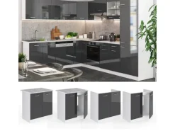 Vicco Spülenunterschrank R-Line Anthrazit Hochglanz/Weiß 80 cm ohne Arbeitsplatte